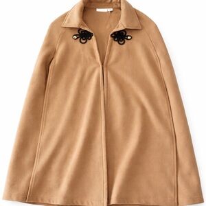 New York & Company Tan Cape with Black Accents New